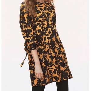 H&M long sleeve mustard, navy blue floral dress